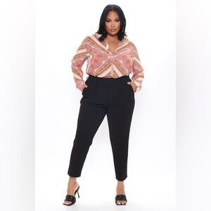 Fashion Nova Elegant Straight Black Ankle Trousers NWT